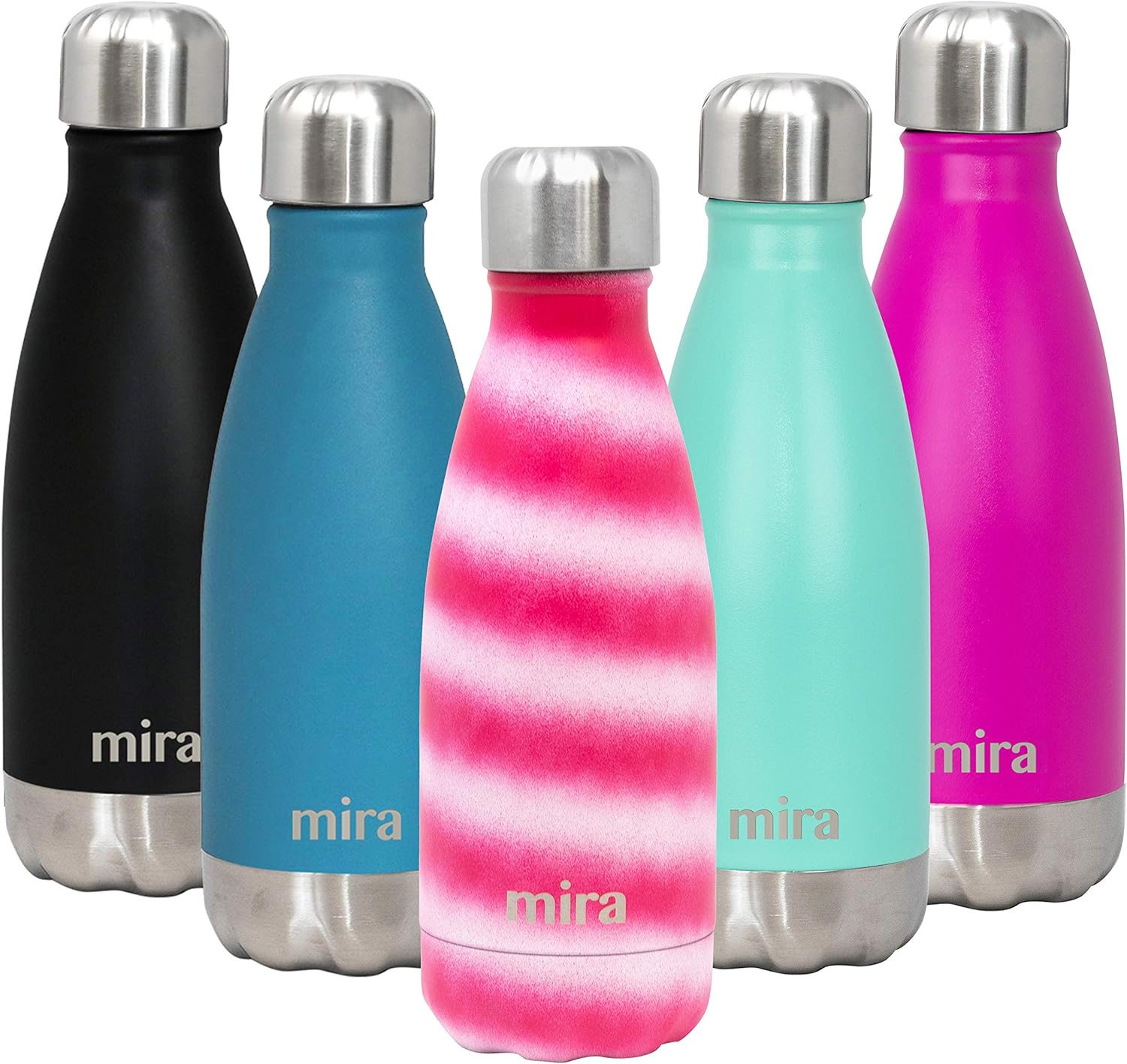 MIRA 12 oz Stainless Steel Vacuum Insulated Water Bottle - Leak-Proof Double Walled Cola Shape Bottle - Keeps Drinks Cold for 24 Hours & Hot for 12 Hours - Strawberry