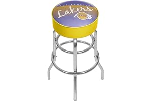 TRADEMARK GLOBAL NBA Los Angeles Lakers Hardwood Classics Bar Stool, One Size, Chrome