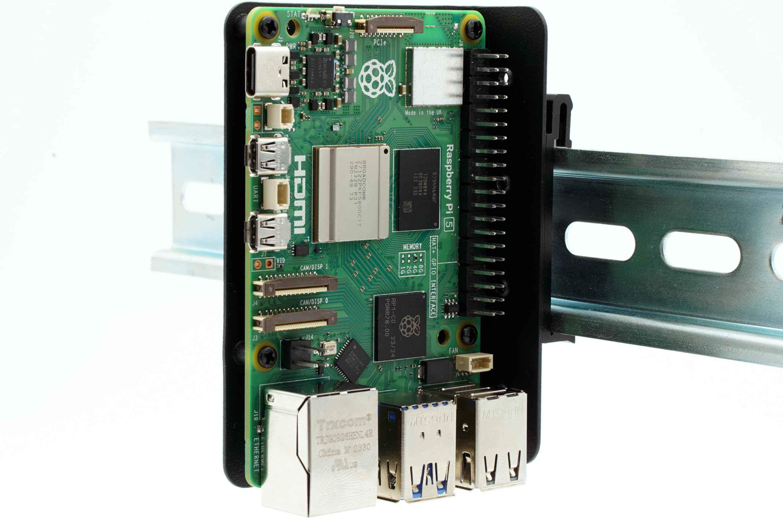 KKSB Raspberry Pi DIN Rail Clip Bracket - Compatible with Raspberry Pi 5, 4B, 3B and Other SBCs with The Same Screw Hole Pattern - Multiple Clip Fixing Positions