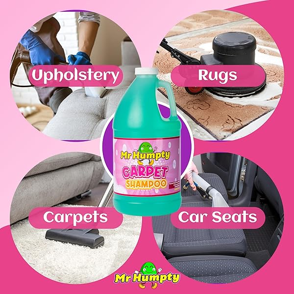 MR HUMPTY CARPET SHAMPOO CONCENTRATE – POWERFUL CARPET CLEANING CONCENTRATE, CLEANS AND REFRESHES HEAVILY SOILED CARPET, COMMERCIAL GRADE, 1 YEAR SUPPLY 1.89L (64OZ)