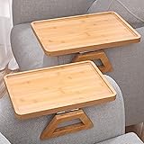 Danfoxer 2 Pack Couch Arm Tray,Bamboo Folding Sofa