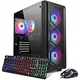 STGAubron Gaming PC Computer Desktop, Intel Core i7 8th Gen up to 4.1G, GeForce RTX 3050 6G, 16G DDR4, 512G SSD, WiFi 6, BT 5.2, RGB Fan x4, Windows 11 Home