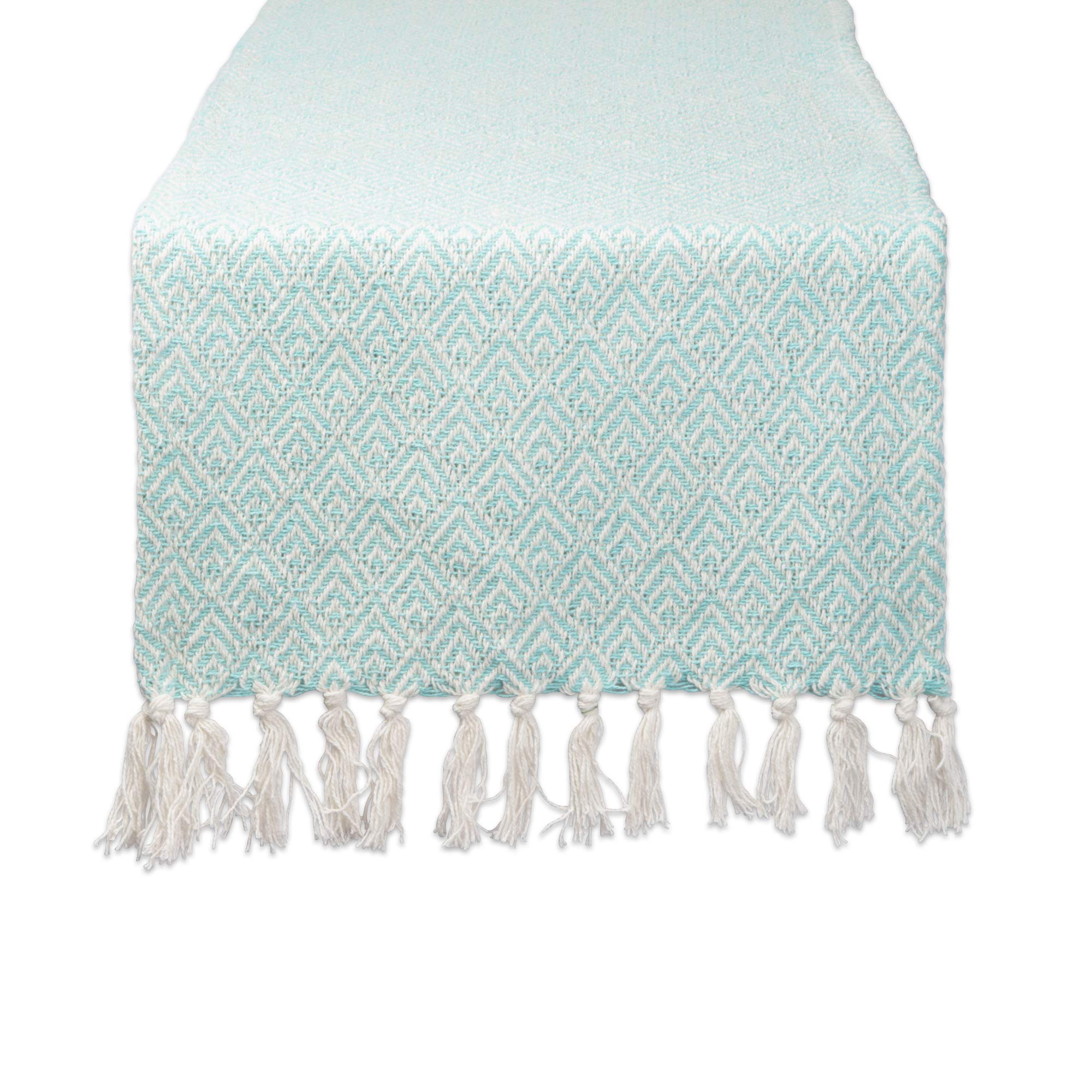 DII Diamond Table Runner, Cotton, Aqua, 15 x 72 inches