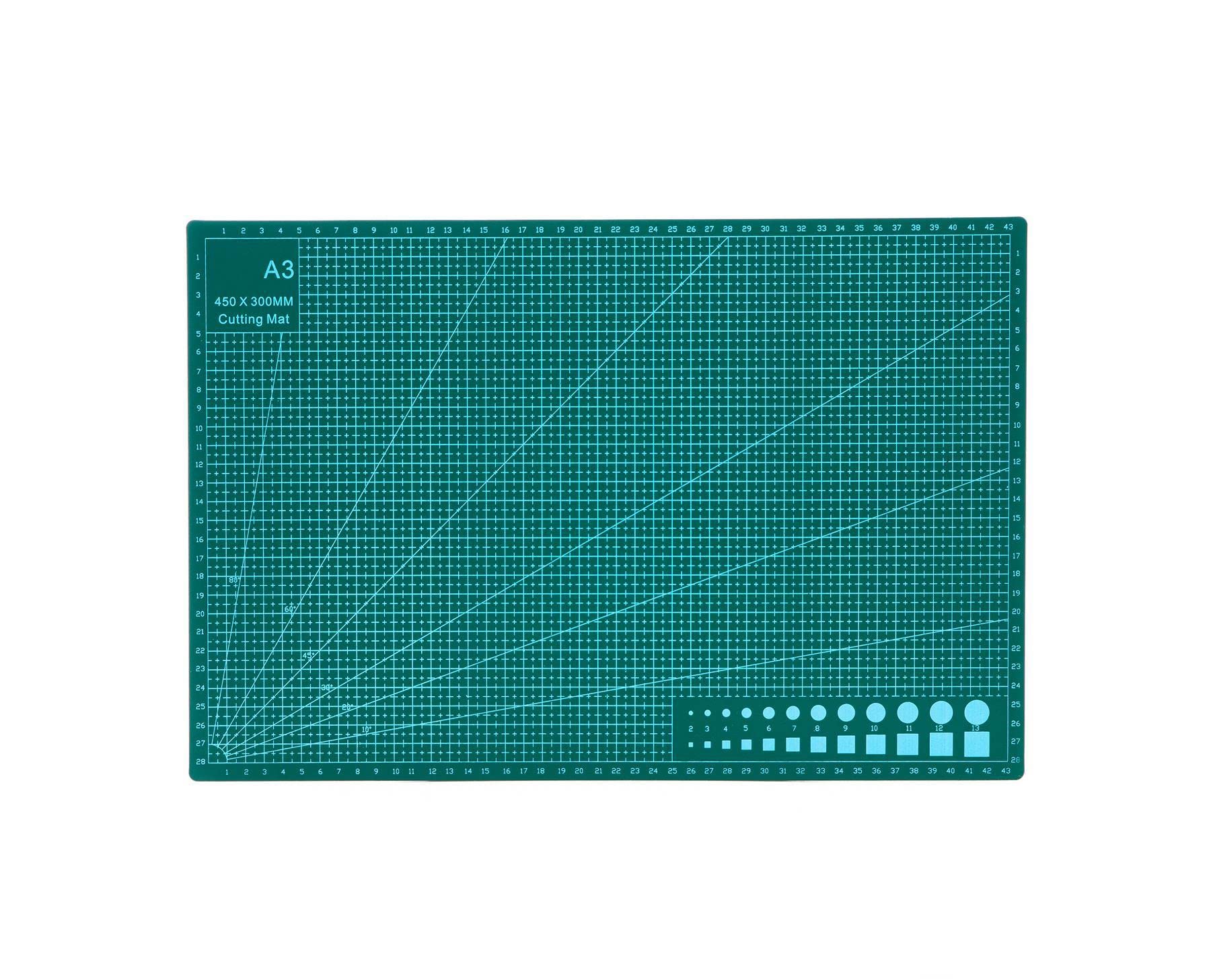 Innoteck A3 Self-Healing Cutting Mats - Double-Sided Non-Slip Surface - Self-Healing Quality - Cutting mat for Craft, Fabric, Quilting, Sewing, Scrapbooking - Printed Grid Lines - Green