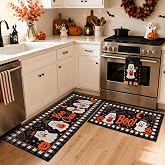 Halloween Kitchen Rugs Set of 2, 17"x30" + 17"x47" Non Slip Kitchen Mats with Rubber Backing, Soft Spooky Floor Mats for Kitchen Sink, Entryway, Laundry Room
