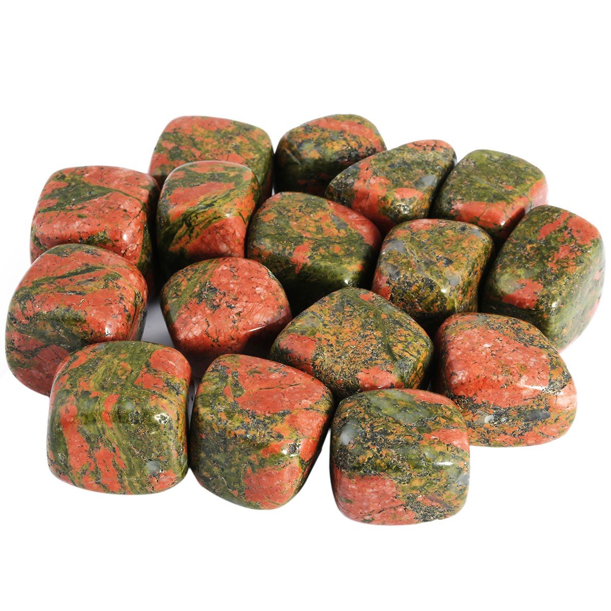 mookaitedecor 1lb/460g Natural Unakite Crystals Tumble Stones Bulk, Semi Precious Tumbled Stones Healing Crystal Gift Decorative Rocks for Crafts Garden Fish Tank Aquarium Plant Pot Bonsai Decor