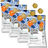 Little Spoon Blueberry Carrot Meltable Baby Wheels, 1 Oz Bag, 4 Pack | Organic Corn, Quinoa &amp; Sorghum, No Added Sugar Snacks, Encourages Self-Feeding, For Babies 6+ Months