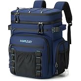 MAPLELILY Insulated Backpack Cooler Leakproof Lunch Backpack | Waterproof large 48 cans soft backpack coolers with bottle opener. Double decker meal prep backpack for beach camping fishing