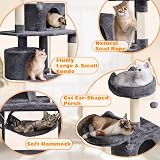 Yaheetech 158cm Multi-Level Cat Tree Tower with Condos Perches Hammock Dark Grey view 4