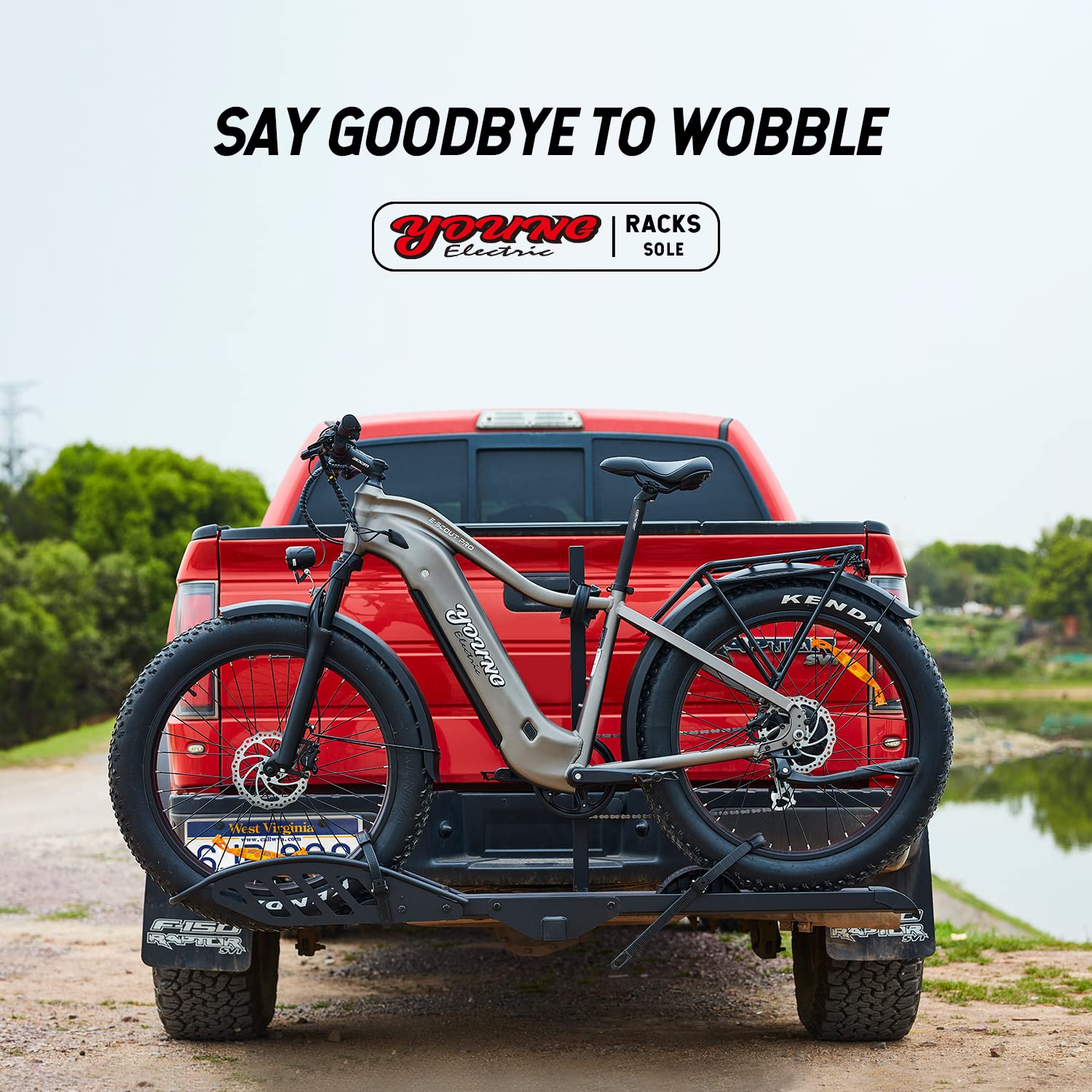 Young Hitch Single 1 Bike Rack with Ramp,100 lbs Capacity E-Bike Carrier Rack for Cars Trucks SUVs Minivans RV, Trailer, Mount Platform Style, Fits Up to 5’’ Fat Tire Bicycle for 2 inch Receiver