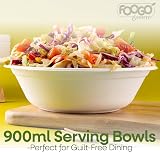 FOOGO Green 50 Disposable Sugarcane Bowls 32oz 8 inch Deep, Biodegradable view 2