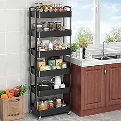 Sywhitta 6-Tier Plastic Rolling Utility Cart with