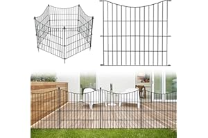 CLEASO 10 Panels No Dig Decorative Outdoor Garden Fence for Yard, 24 in(H) X 20 ft(L) Animal Barrier Fencing Rustproof Metal Wire Panel Border for Dog, Rabbits, and Patio Temporary Ground Stakes Defense