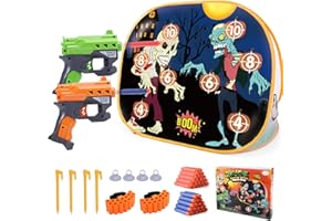 BananMelonBM Zombie Shooting Game Practice Target Toys Foam Blaster Sets，with 2 Foam Dart Blasters 40 Foam Darts，Halloween Indoor Activity Game for Kids，Compatible with Nerf Guns