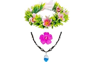 Eybila Princess Costume Accessories Hawaii Flowers Garland Headband Flower Hair Clips Necklace Halloween Party Favors