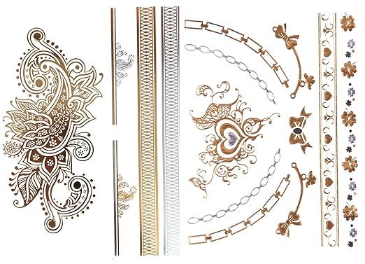 Goldtattoo Temporary Tattoo Hauttattoo YS-28+29 Modeschmuck FLASHTATTOOS GOLD Party / Fasching