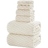 NALIVO Extra Large Bath Towel Set of 6 (40"x80"),Oversized Bath Sheet Super Soft Highly Absorbent Microfibers Quick Dry Luxury Shower Towel for Bathroom Spa Gym Hotel Yoga (Cream, 6Piece)
