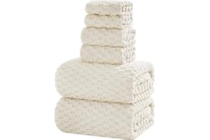 NALIVO Extra Large Bath Towel Set of 6 (40"x80"),Oversized Bath Sheet Super Soft Highly Absorbent Microfibers Quick Dry Luxury Shower Towel for Bathroom Spa Gym Hotel Yoga (Cream, 6Piece)