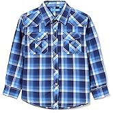 CHEERBOY Boy's Toddler Kids Casual Long Sleeve Western Pearl Snap Button Up Plaid Shirt 4-16 Years