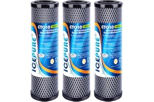 ICEPURE 1 Micron 2.5" x 10" Whole House CTO Carbon Sediment Water Filter Cartridge Compatible with Dupont WFPFC8002, WFPFC900