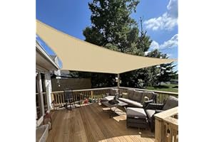 E&K Sunrise 12' x 14' Sun Shade Sail Rectangle Canopy Shade Cover UV Block for Patio Backyard Garden Outdoor (Sand)