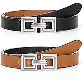 WHIPPY Reversible Leather Belt for Women Fashion Ladies Faux Leather Belt for Jeans Pants Dress with Gold Buckle 1 Pack