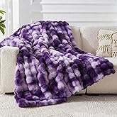 Faux Fur Throw Blanket for Couch, 1000 GSM Cozy Fuzzy Fluffy Soft Plush Thick Bubble Sherpa Blanket for Sofa Bedroom Living Room, Mothers Day Birthday Gifts for Women Home Decor