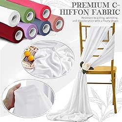 Horbaunal White Chiffon Fabric by The Yard, 1 Yard
