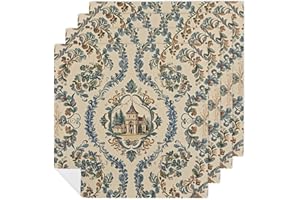 4 PCS Cloth Napkins French Country Style Reusable Satin 18.7x18.7 Inch Washable Soft Table Napkins for Dining Wedding, Holida