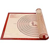 Non-slip Silicone Pastry Mat Extra Large with Measurements 28''By 20'' for Silicone Baking Mat, Counter, Dough Rolling, Oven Liner,Fondant/Pie Crust By Folksy Super Kitchen Red