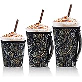 3 Piece Reusable Iced Coffee Sleeves Insulated Coffee Sleeves for 16-32 ounces of hot or cold coffee or iced beverages Compatible with Starbucks Dunkin Coffee cup and More (Paisley Print)