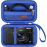 Elonbo Carrying Case for Sony RX100 VII/ RX100 III/ RX100 VI/ RX100 V/ RX100 IV/ RX100 II/ RX100 Digital Camera, Sony RX100 Vlogging Camera Hard Travel Bag, Mesh Pocket fits Battery Cable, Blue