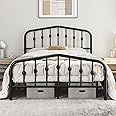 Yaheetech Full Bed Frames Metal Platform Bed with Victorian Style Wrought Iron Headboard and Footboard/Easy Assembly/No Box Spring Needed/Black Full Bed