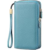 SENDEFN Leather Women Wallet RFID Blocking Zipper Around Phone Holder Clutch Wristlet Large Capacity