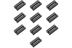 risingsaplings 10pcs DIP IC Socket 2 Row 16-Pin DIP Solder Type IC Socket Adapter 2.54mm for PCB Board