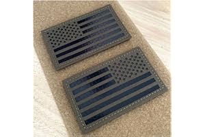 JUJUPUPS 2x3.5" Infrared IR US USA American Flag Patch Tactical Vest Patch Hook-Fastener Backing(1 Left + 1 Right） (Ranger Green)