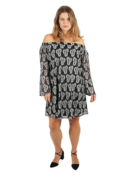 black lace bardot dress