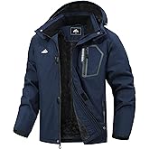 MAOYSSEN Men’s Warm Ski Jacket,Waterproof Fleece Lined Hooded Outdoor Cold Weather Jacket with Multi-Pockets
