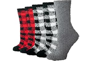 Amazon Essentials Women's Cozy Fuzzy Slipper Socks, Plush Sleep Socks, 5 Pairs