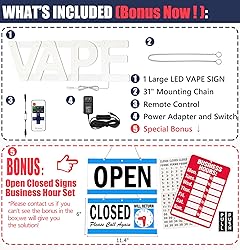 LED VAPE Sign for Business,32x10 inch Vape Smoke