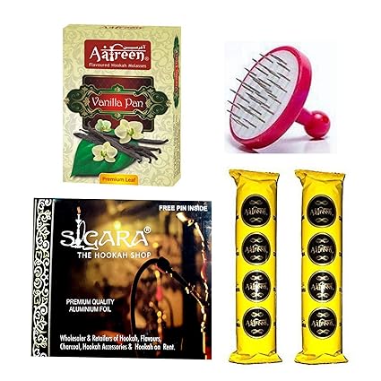 Aafreen Hookah Flavour + Aafreen Charcoal + SIGARA Foil Paper + Foil Puncture)/ Complete Hookah Making Materials.