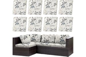 8 Pcs Outdoor Couch Covers, Patio Sofa Cushion Covers-Stretch Print Slipcovers,Washable Chair Seat Cushions Slipcovers for In