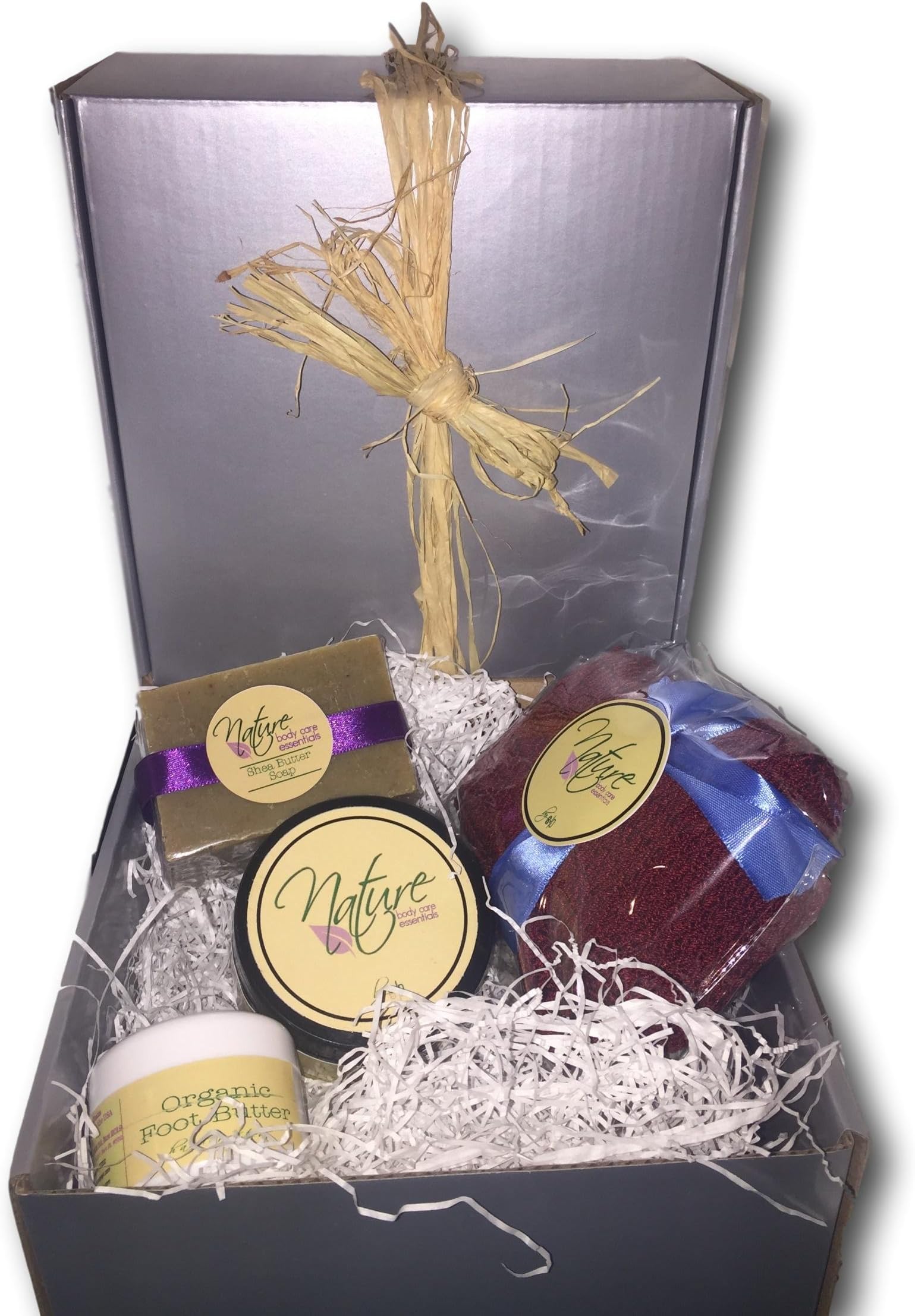 Bath & Body Gift Box (5 pc set)- Shea Butter Gift Set, Nature by EJN, unique, natural (Bath Gift Set C)