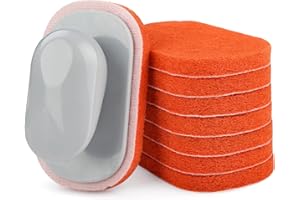 HELIAR 8-Pack Griddle Cleaning Pads with Holder Kit- Premium Grill Scrubbing Stone for Blackstone, Hibachi & Flat Top Grills - Non-Scratch Cleaning Accessories