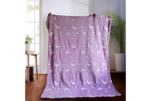 Kids Bed Blanket Glow in The Dark Luminous at Night Star Moon Gift Toy for Toddler Girl Boy Teens