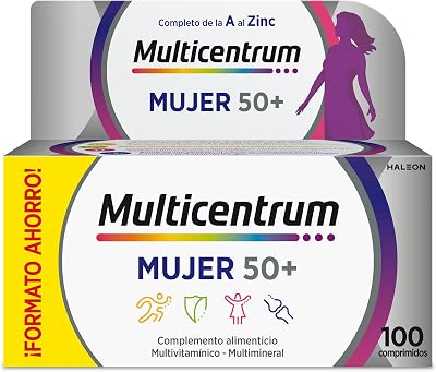Mujer 50+, Complemento Multivitamínico, Sin Gluten, 100 Comprimidos