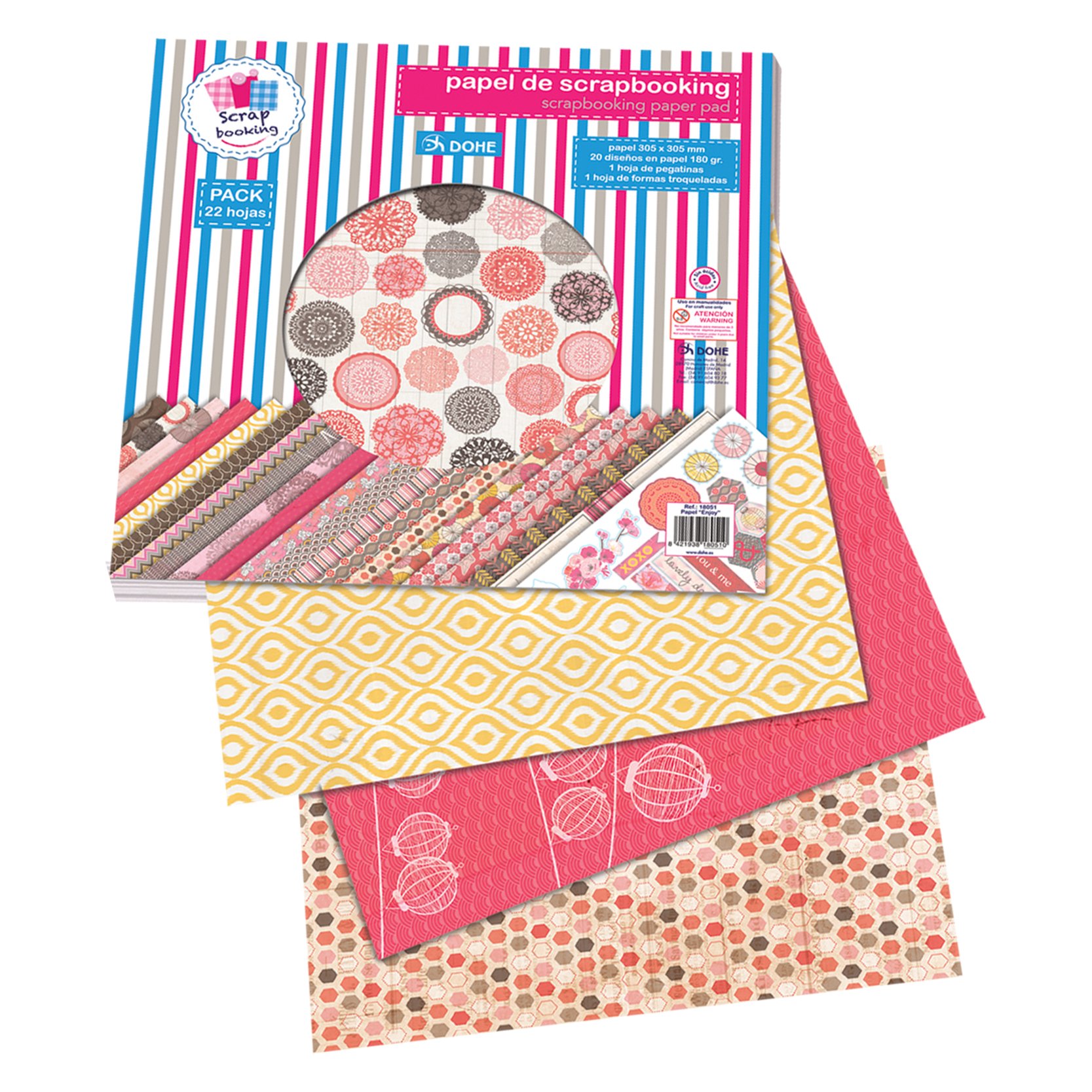 Dohe – Pack ENJOY, 22 Sheets of Paper, 30 x 30 mm + Stickers (18051)