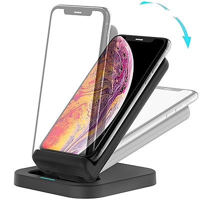 BEACOO Wireless Charger, Adjustable Wireless Charging Stand 7.5W Compatible iPhone Xs MAX/XR/XS/X/8/New AirPods, 10W Compatible Galaxy S10/S10 Plus/S10E/S9(No AC Adapter, 3.9ft Type-C Cable Included)
