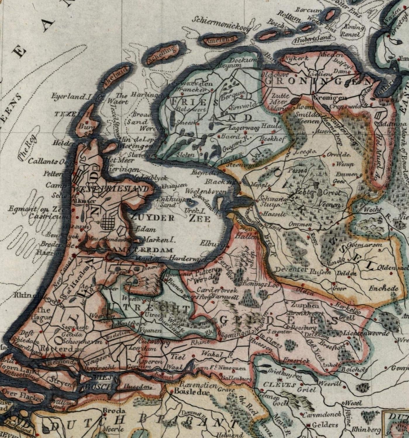 Amazon Com Netherlands Seven United Provinces C 1810 19 J Bower Engraved Beautiful Old Map Entertainment Collectibles