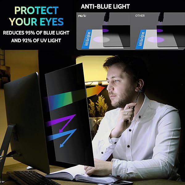 [2 PACK] 25 INCH PRIVACY SCREEN FOR COMPUTER MONITOR 16:9 ASPECT RATIO, EYE PROTECTION ANTI BLUE LIGHT GLARE SHIELD, 25INCH REMOVABLE BLACK BLACKOUT ANTI SPY DESKTOP SECURITY PRIVATE FILTER